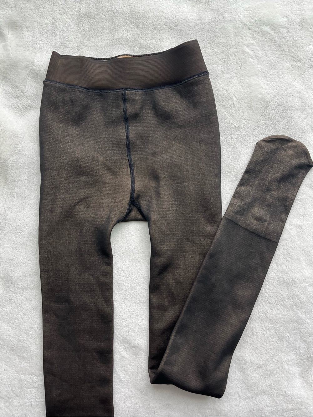 Amazon Women's Brown Sheer Looking Fleece-Lined Leggings